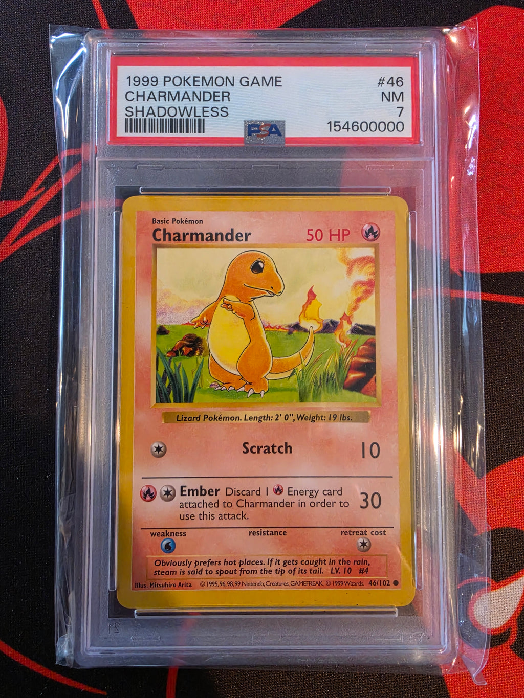 Charmander (Shadowless) #46 - Pokemon Base Set PSA 7